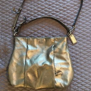 Authentic Metallic Silver/ Gold Used Coach Purse